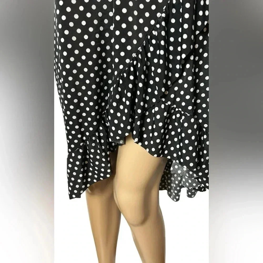 Vtg Faux wrap ,flare,ruffle skirt,NWT, polka dots,B&W,festival,gypsy,cottagecore - Picture 15 of 15